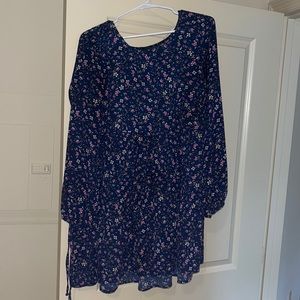 Floral long sleeve babydoll dress, size L